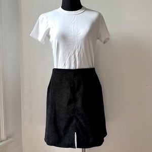 Black Corduroy Midi Skirt